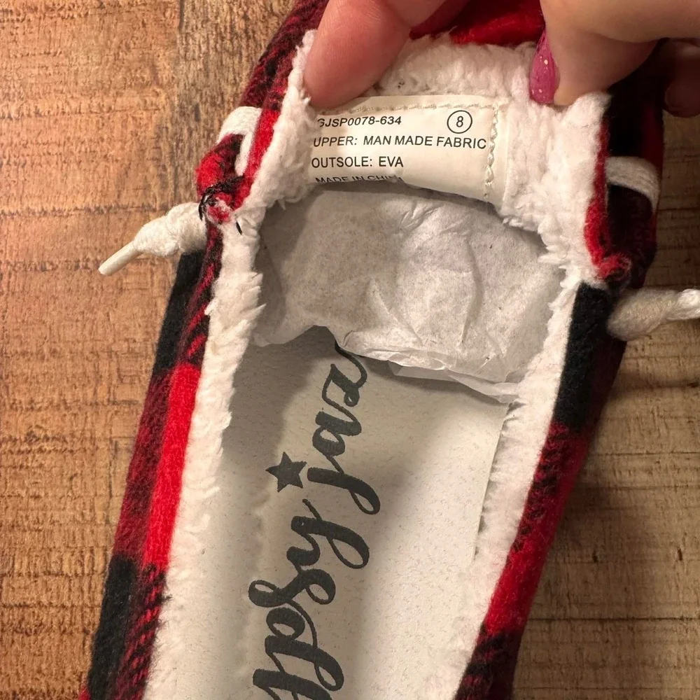 Gypsy Jazz Riley Buffalo Plaid Shoes Womens Size 8 Cozy Slip On Lace